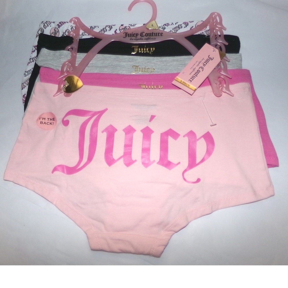 Juicy Couture Womens 5 Pack SZ LRG Boyshort Underwear~ASSORTED~NWT